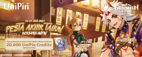 Top Up Genesis Crystal & Beli Welkin Moon untuk Dapatkan Cashback 20.000 UniPin Credits setiap hari!